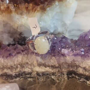 Size 7 Snow Quartz Gemstone Silver Plated Rings